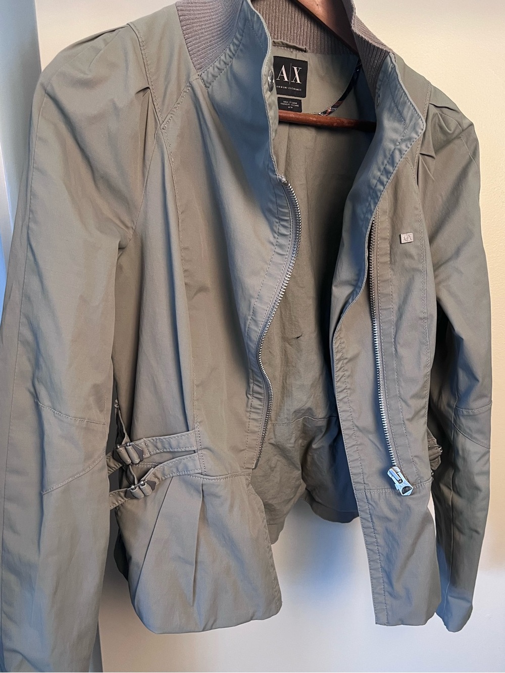 A/X Armani Exchange Women's Gray Zip Bomber Jacket